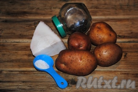 Ингредиенты для приготовления картошки-гармошки с салом в духовке