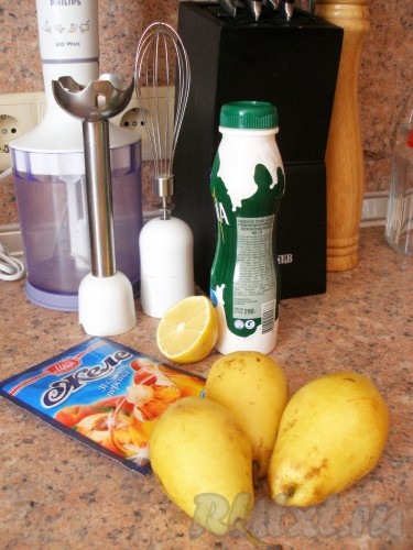 Ингредиенты для приготовления желе из йогурта с фруктами