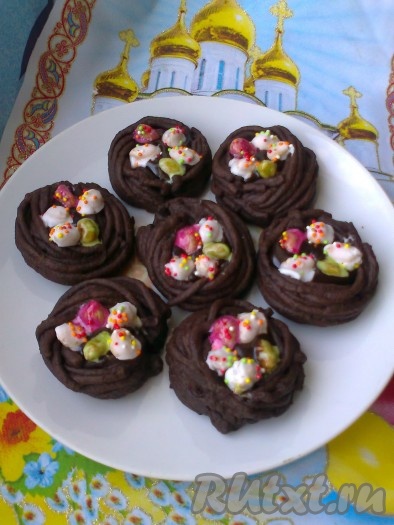 Пасхальное шоколадное печенье "Гнёзда"