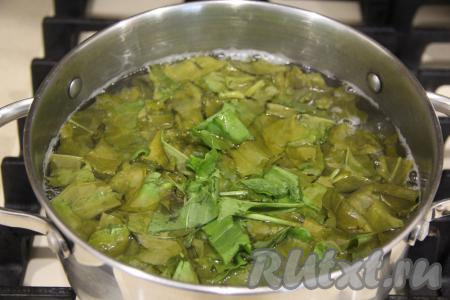 Как только картошка будет готова, добавить щавель, посолить, довести до кипения и снять с огня. Полностью основу супа остудить, а затем охладить в холодильнике.