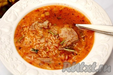 Рисовый суп без картошки с мясом