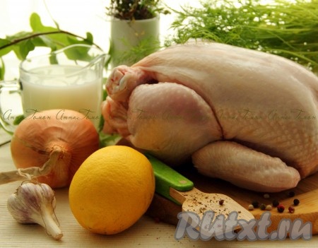 Ингредиенты для приготовления цыпленка в сливочном соусе с укропом