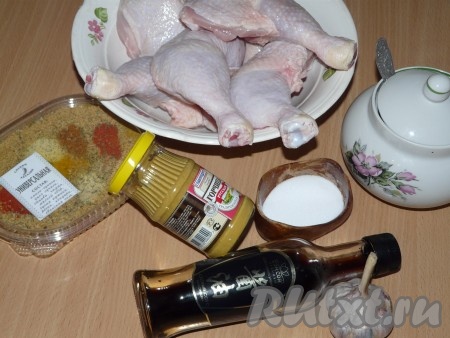 Ингредиенты для приготовления куриных ножек в маринаде
