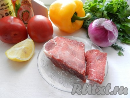 Ингредиенты для приготовления салата с мясом и болгарским перцем