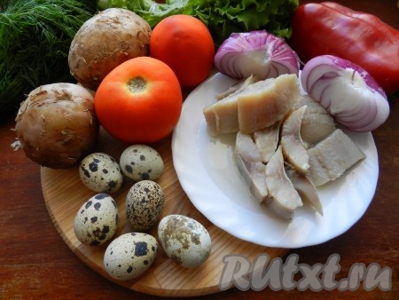 Ингредиенты для приготовления салата с сельдью и картофелем