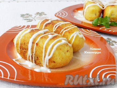 Аппетитные, вкусные картофельные зразы с печенью готовы.