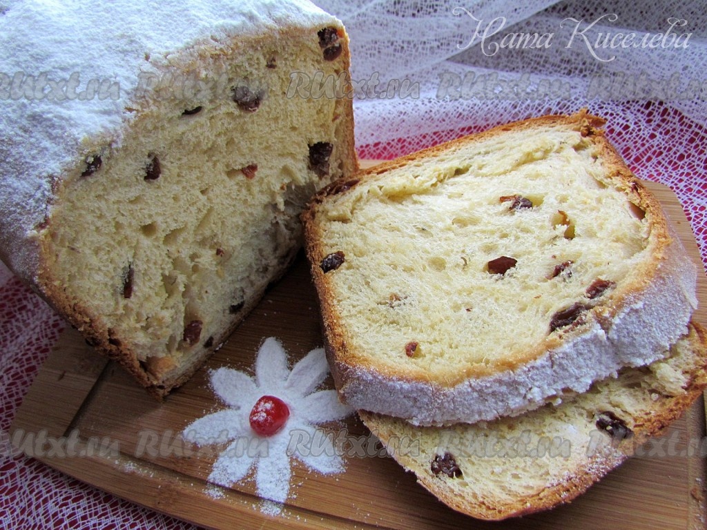 Сдобный кекс с изюмом в хлебопечке - рецепт с фото
