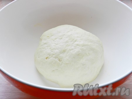 Положить тесто в миску, накрыть пищевой пленкой, оставить на 30-40 минут.
