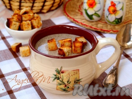 Суп-пюре из шампиньонов со сливками без картофеля