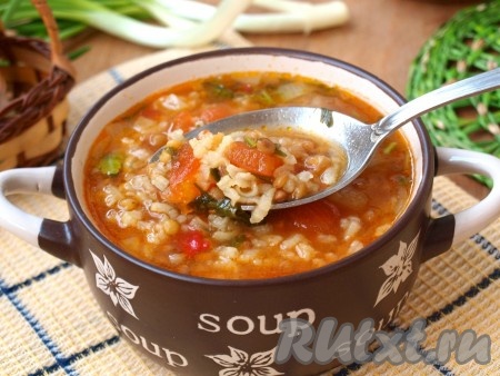 Постный суп с чечевицей и рисом