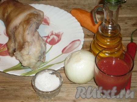 Ингредиенты для приготовления гуляша из свиной рульки