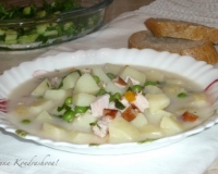 Сырный суп с зелёным горошком 