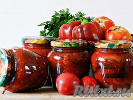 Рецепт баклажанов в томатном соусе на зиму