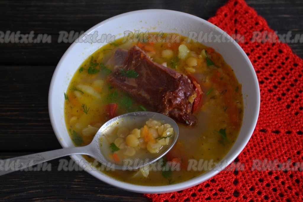 Готовим вкусный гороховый суп с копчеными ребрами в мультиварке: рецепт с фото