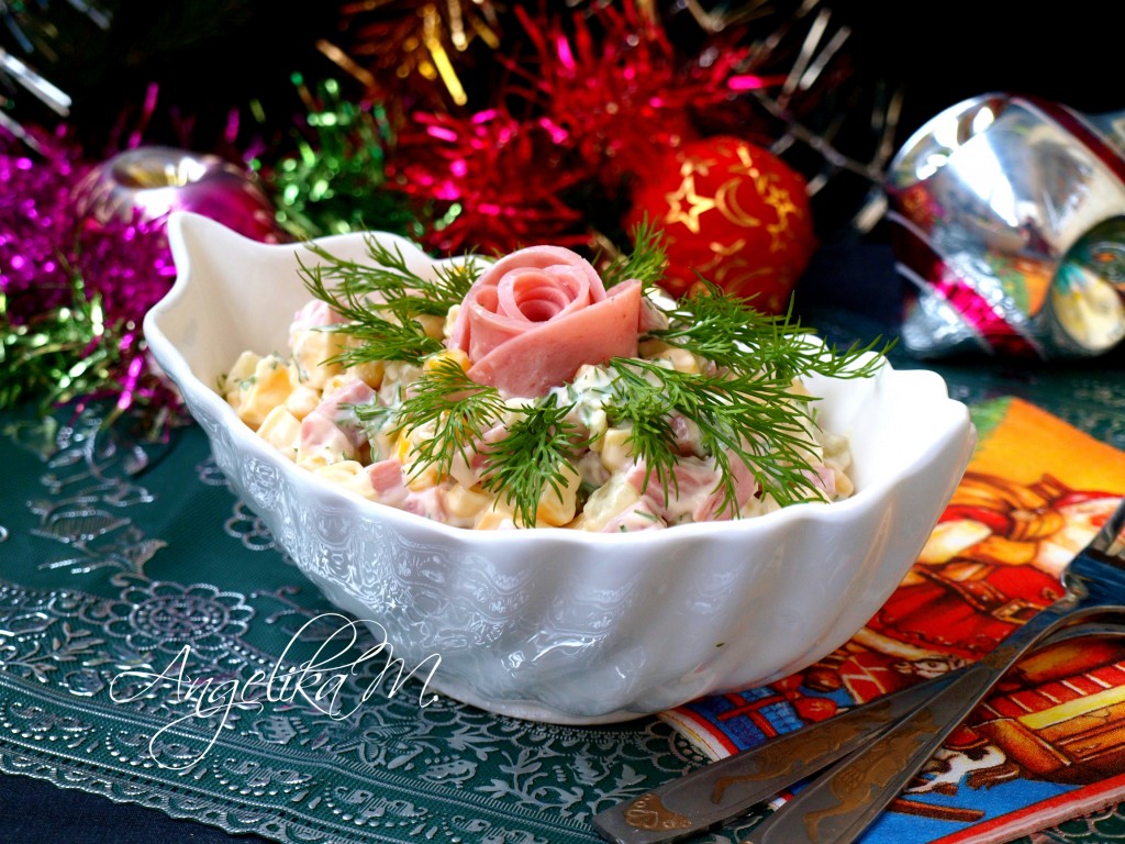 Салат с ветчиной и ананасами, пошаговый рецепт на ккал, фото, ингредиенты - olga_bad