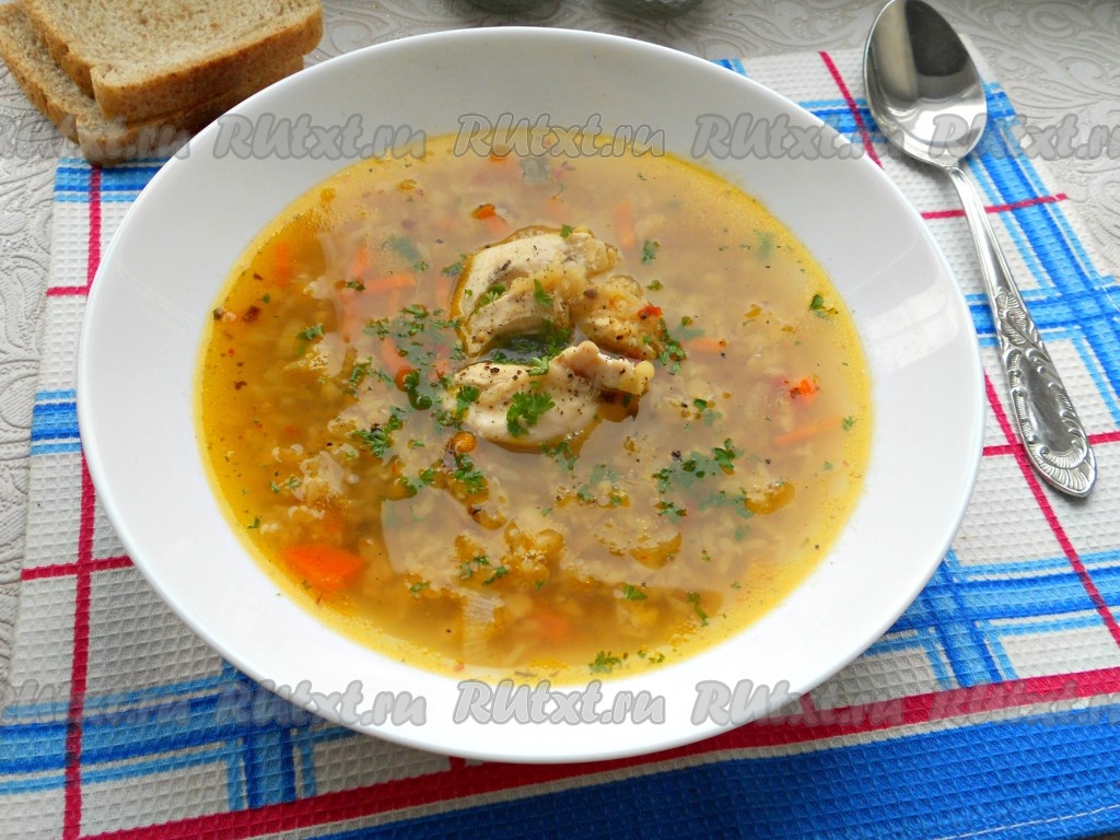 Продукты для Чечевичного супа с из куриного филе.