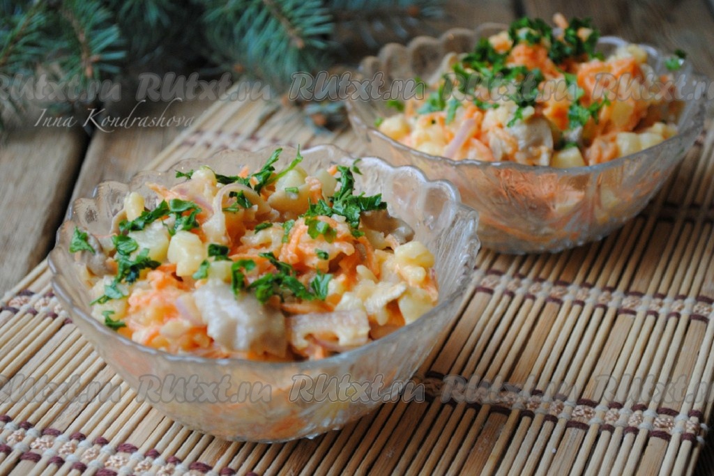 Салат анастасия с корейской морковкой и яичными блинчиками и пекинской капустой рецепт с фото