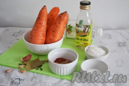 Подготовить продукты для приготовления корейской моркови в домашних условиях