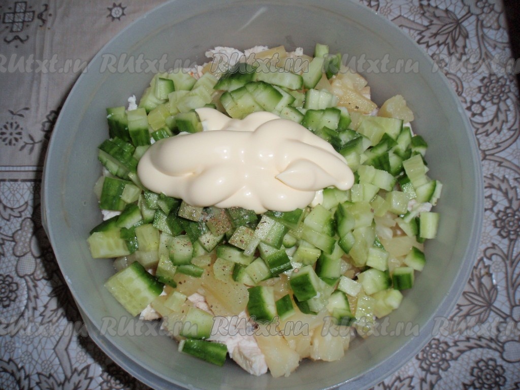 Салаты из ананасов и курицы рецепты с фото простые и вкусные