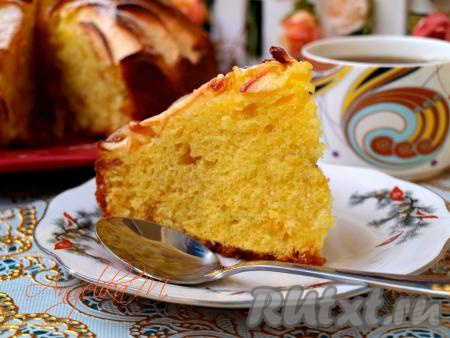 Творожный пирог с яблоками в духовке