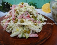 Рецепт салата из капусты и копченой колбасы