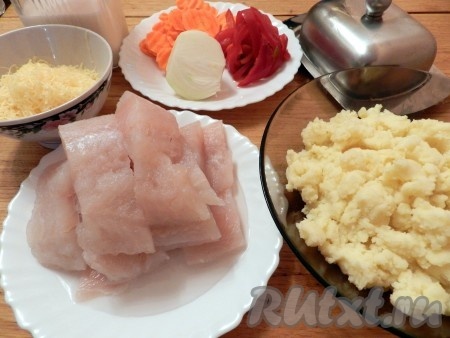 Ингредиенты для приготовления картофельной запеканки с рыбой