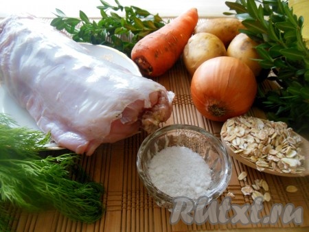 Вот такие ингредиенты необходимы для приготовления супа из кролика с картошкой.

