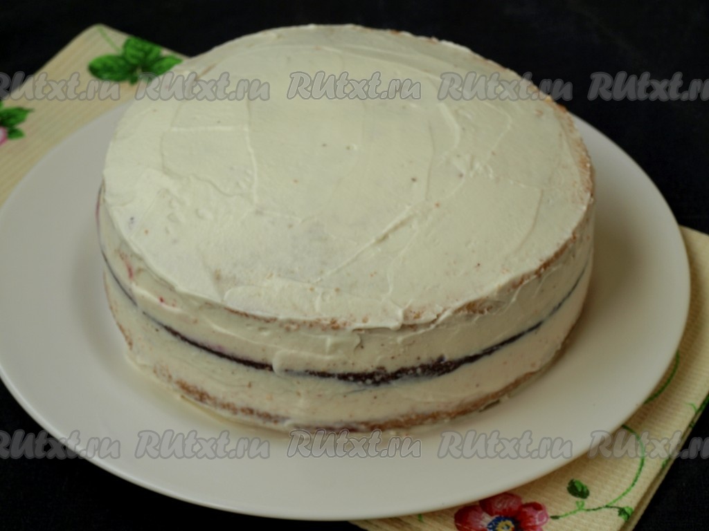 Домашний бисквитный торт с сливочным кремом