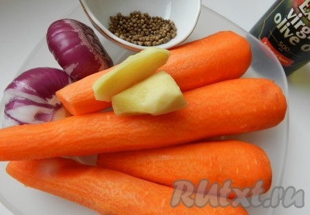Ингредиенты для приготовления морковного супа-пюре с имбирём