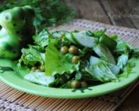 Салат из листьев салата и огурцов