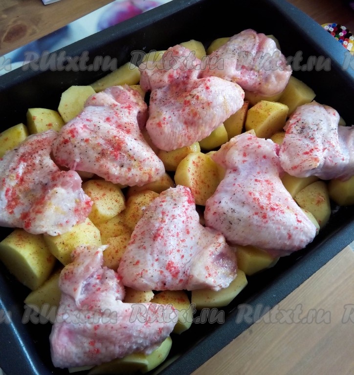 Куриные крылышки с картошкой в духовке пошаговый рецепт с фото быстро и просто от Лианы Раймановой