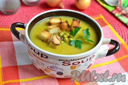 Суп-пюре из консервированного зеленого горошка