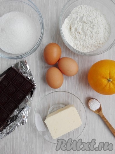 Ингредиенты для приготовления шоколадного кекса с апельсином