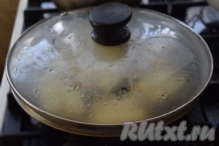 Накрываем сковороду крышкой и поджариваем батон со второй стороны на медленном огне (до размягчения сыра).
