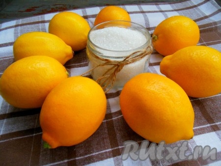 Для приготовления лимонов, протертых с сахаром, необходимы вот такие ингредиенты.