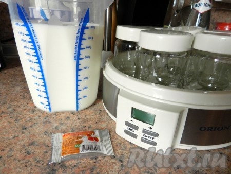 Ингредиенты для того чтобы приготовить йогурт в йогуртнице с закваской