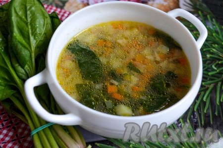 Постный суп со шпинатом