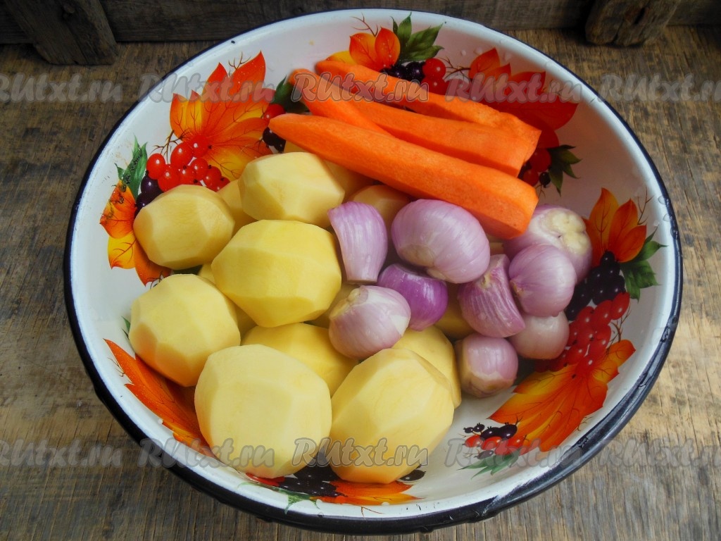 Гарнир из картофеля, моркови и лука