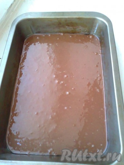 Вылить тесто в смазанную подсолнечным маслом форму (у меня размер формы 20х30 см). 