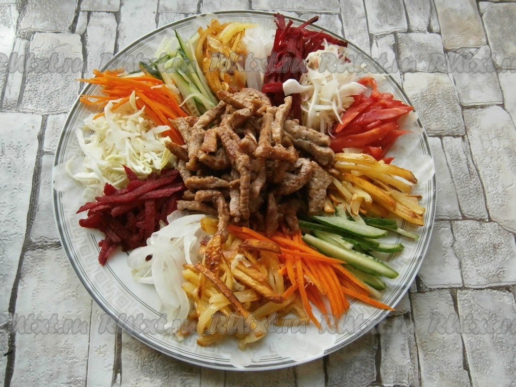 Салат чафан рецепт с фото пошагово с мясом
