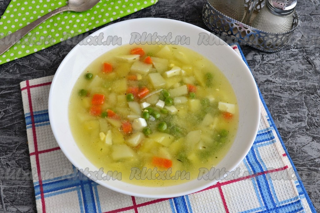 Ингредиенты для «Суп из зеленого горошка»: