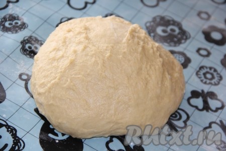 Готовое тесто, замешанное вручную или в хлебопечке, нужно переложить на силиконовый коврик (или припыленную мукой поверхность), хорошо обмять, накрыть полотенцем и дать отдохнуть минут 20.

