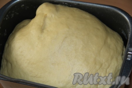 Если замешивать тесто руками, нужно соединить муку, сахар, соль и дрожжи, слегка перемешать сухие ингредиенты, затем влить чуть тёплую ряженку (или кефир), растительное масло и замесить нежное, мягкое тесто. Оставить тесто в миске, накрыв полотенцем, на 1,5 часа. Тесто хорошо поднимется (вырастет в объёме в несколько раз).
