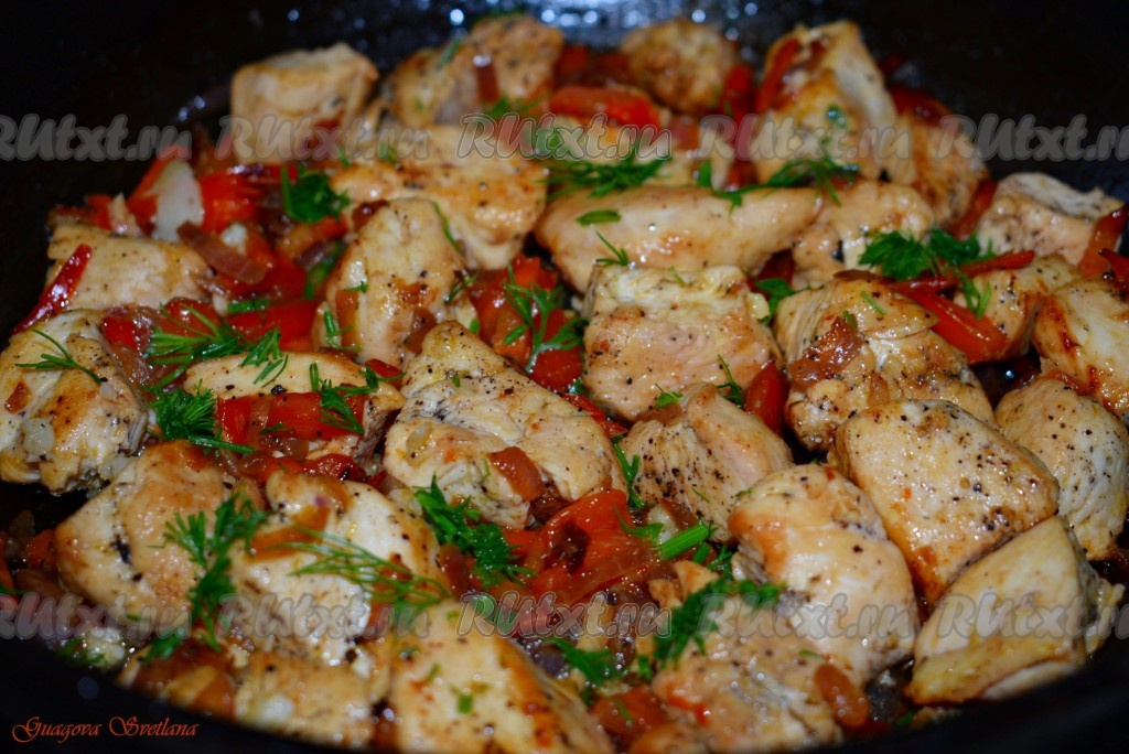 Куриное филе с болгарским перцем на сковороде - 10 пошаговых фото в рецепте