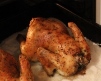 Курица целиком на соли на противне в духовке 