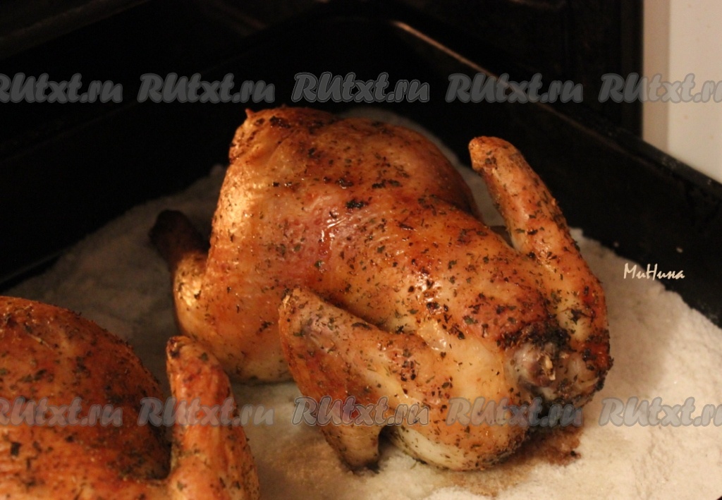 Как приготовить рецепт Курица на соли в духовке