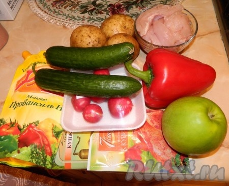 Ингредиенты для приготовления салата с кунжутом и курицей