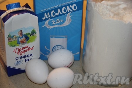 Подготовить продукты для приготовления блинов на молоке и сливках
