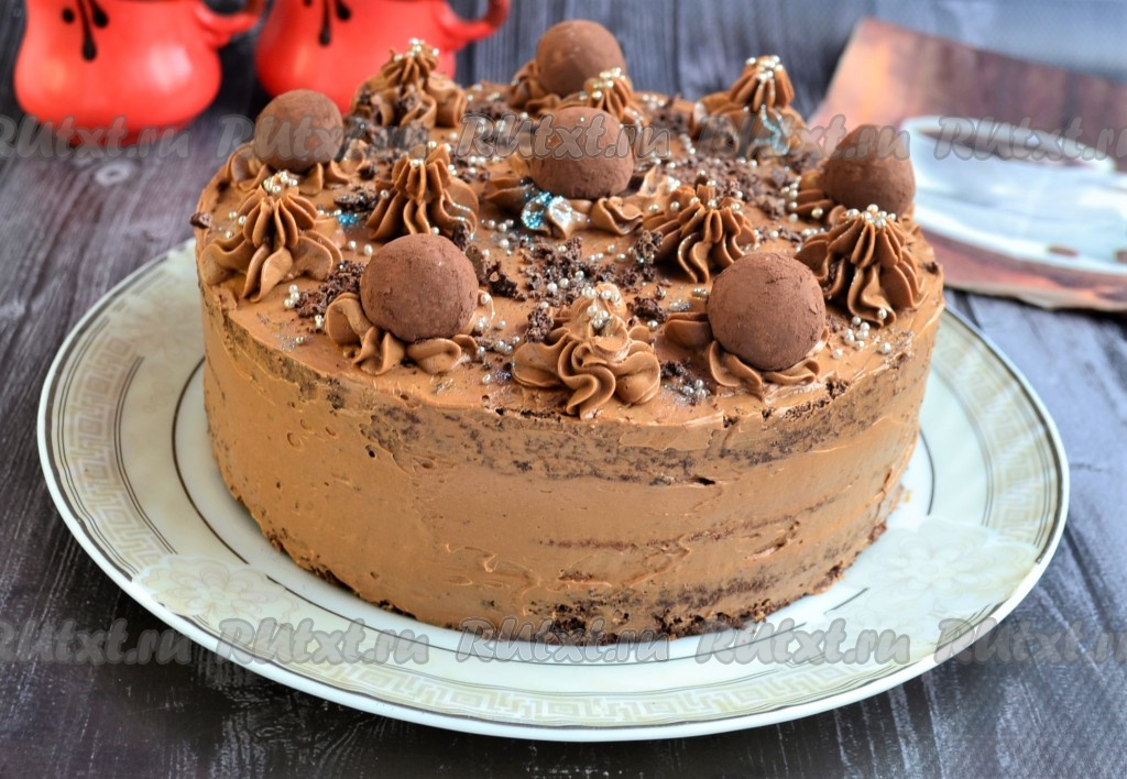 Шоколадный торт с кремом из варёной сгущёнки - 26 пошаговых фото в рецепте