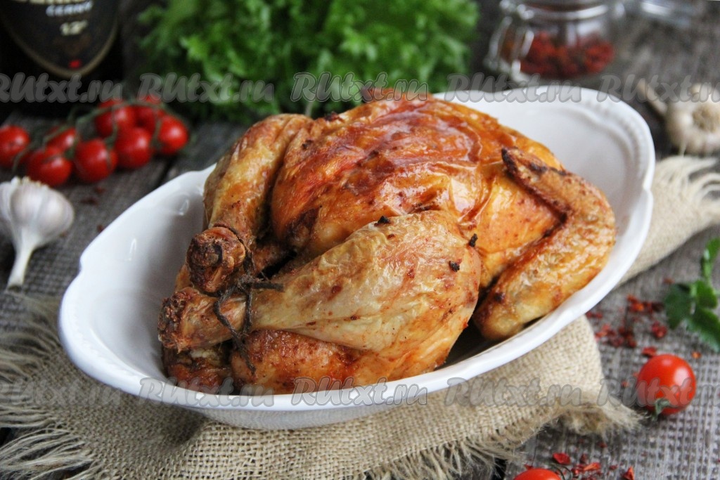 Курица в духовке целиком в рукаве рецепт с фото пошагово в